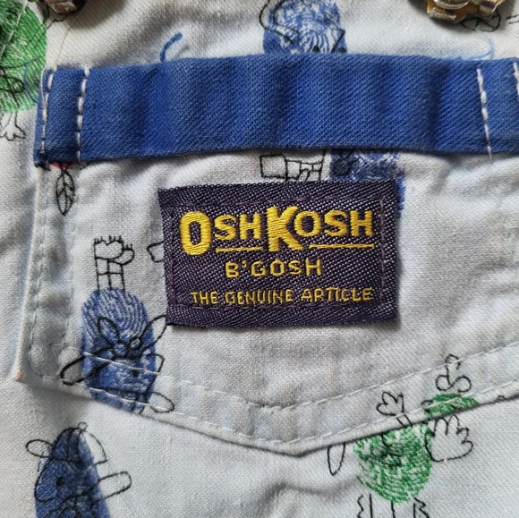 Vintage OshKosh B'gosh USA made rare thumb print 18 months Overalls - Picture 5 of 6